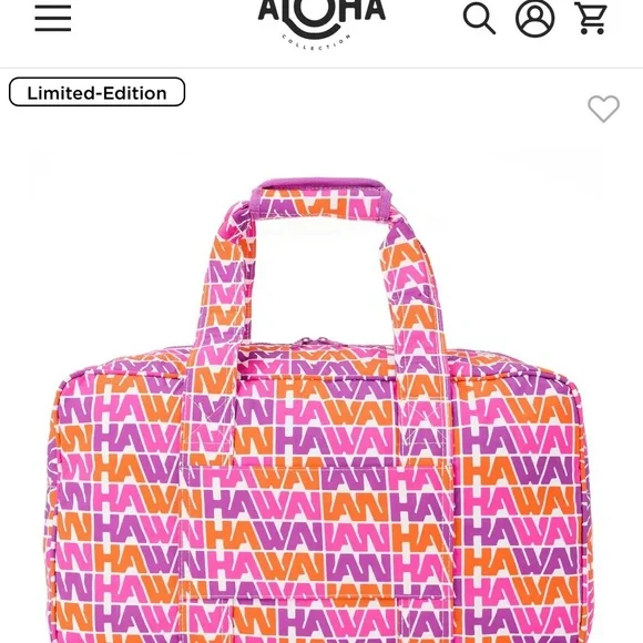 ALOHA Collection x Hawaiian Airlines Pink Orange Travel Bag Geometric Pattern - Picture 3 of 7
